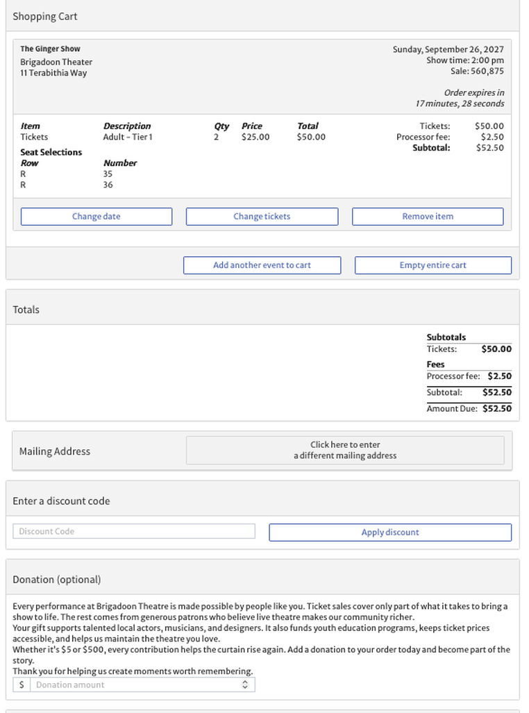 The donation ask on the TixPro 8 checkout page