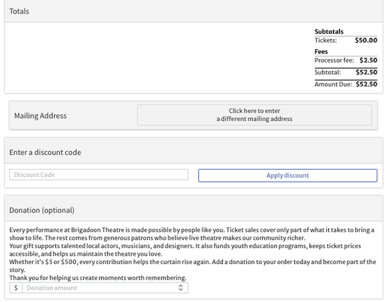 The donation ask on the TixPro 8 checkout page