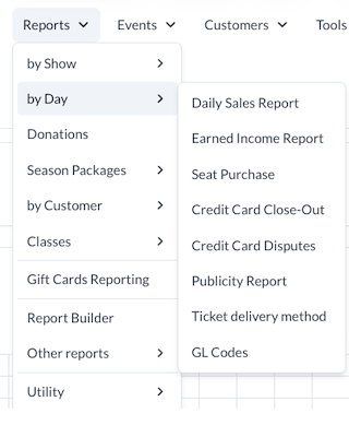 A live sales report in TixPro 8
